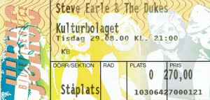 000829 - Biljett - Steve Earle