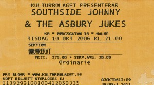 061010 - Biljett - Southside Johnny