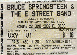 030622 - Biljett - Bruce Springsteen