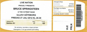 120727 - Biljett - Bruce Springsteen