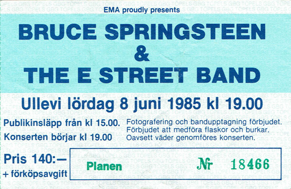 850608 - Biljett - Bruce Springsteen