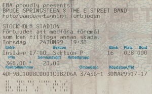 990624 - Biljett - Bruce Springsteen